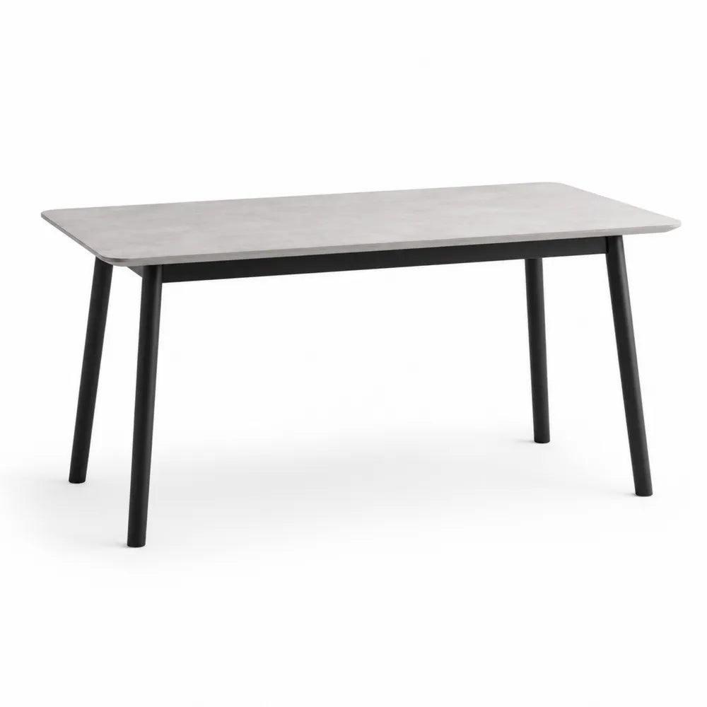Esstisch rechteckig Keramik Tischplatte Metallgestell Schwarz Grau Marmoroptik 180 cm x 90 cm x 75 cm