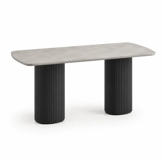 Esstisch rechteckig Keramikplatte Stahlgestell Grau Schwarz 200 cm x 90 cm x 75 cm