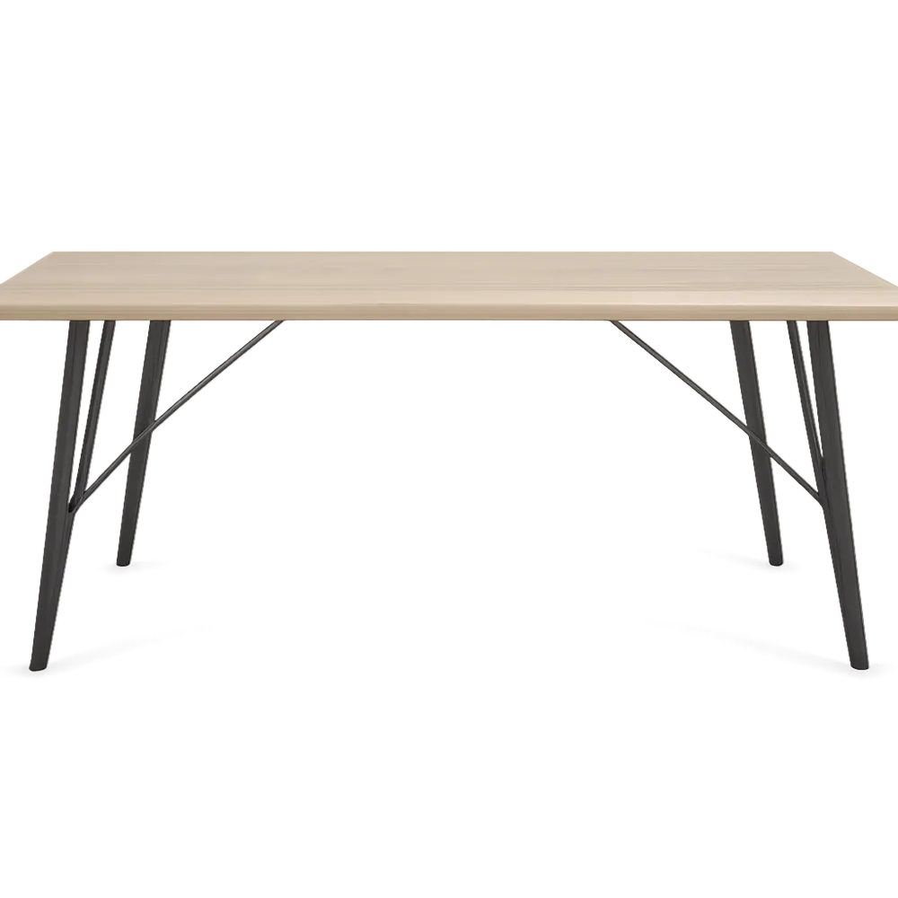 Esstisch rechteckig MDF Holzoptik Stahlgestell Schwarz Beige 220 x 100 x 75 cm