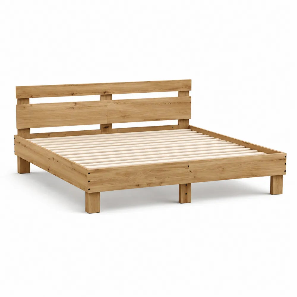 Doppelbett Bettgestell Eichenholz Natur 180 x 200 cm