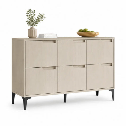 Sideboard Esszimmer Schrank 180 x 40 x 85 cm MDF Beige Schwarz