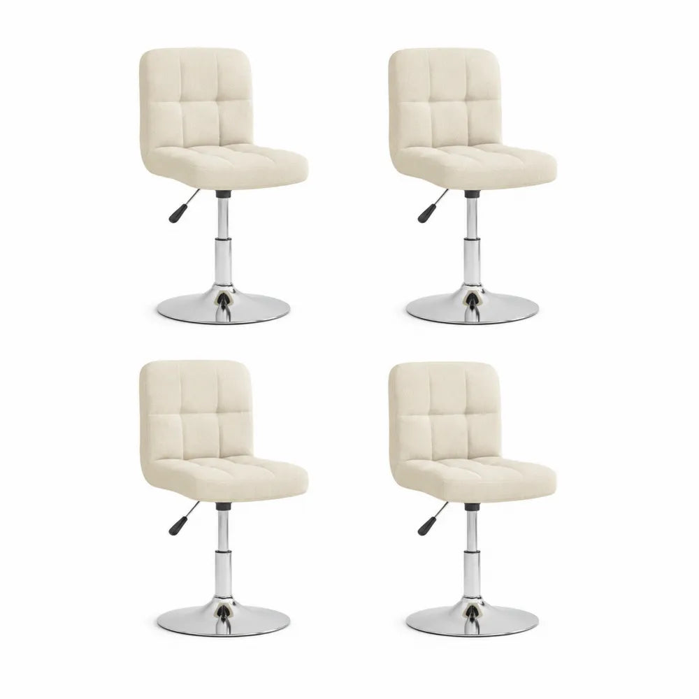 Esszimmerstühle 4er Set Drehstuhl Polsterstuhl Polyesterbezug Höhenverstellbar Creme Chrom 54 cm x 56 cm x 82 cm