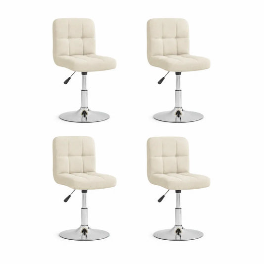 Esszimmerstühle 4er Set Drehstuhl Polsterstuhl Polyesterbezug Höhenverstellbar Creme Chrom 54 cm x 56 cm x 82 cm