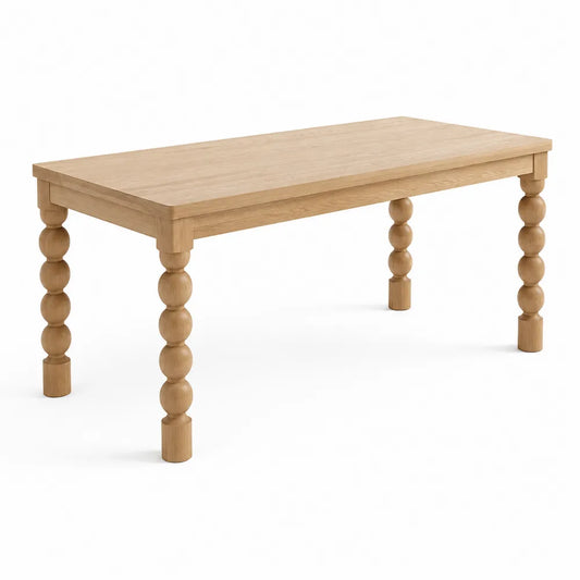 Esstisch rechteckig MDF Holzoptik mit Holzbeinen Beige 220 x 100 x 75 cm