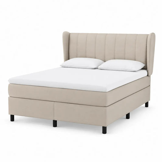Polsterbett Doppelbett Stoffbezug Beige 180 x 200 cm