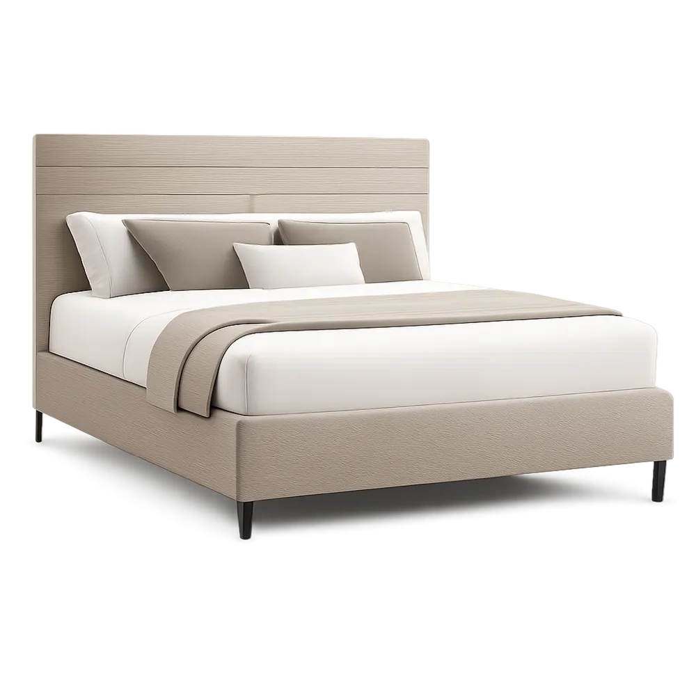 Polsterbett Doppelbett Stoffbezug Beige 180 x 200 cm