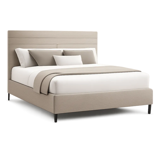 Polsterbett Doppelbett Stoffbezug Beige 180 x 200 cm